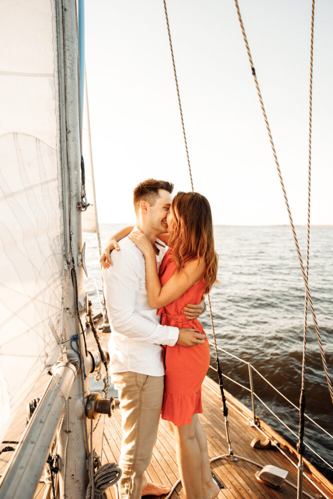 The moment of the marriage proposal, she said YES, the proposal on the yacht.